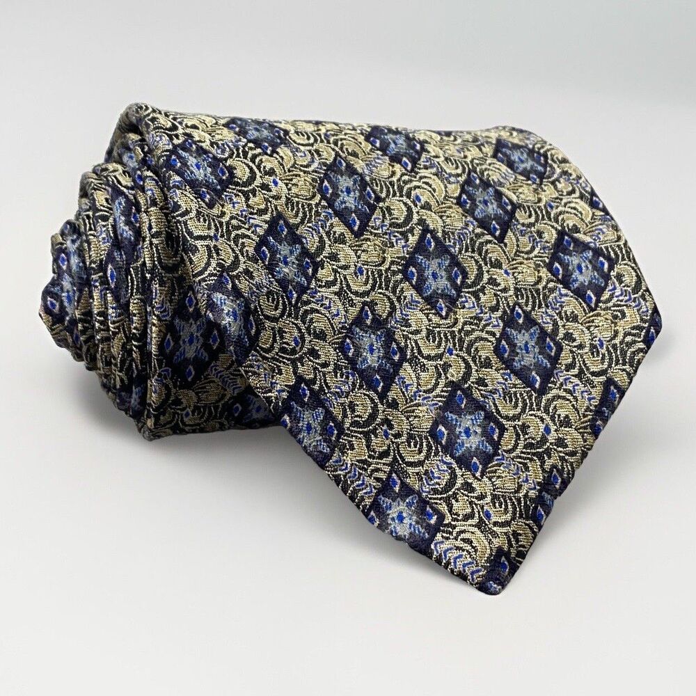 Robert Talbott Best Of Class mens Tie 58x4 Gold Foulard USA Handmade Silk‎